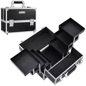 Makeup Train Case 12 Inch Large Portable Cosmetic Case - 6 Tier Trays Profession - Picture 1 of 12