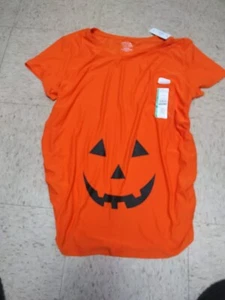 Net Time & TRU WOMENS Maternity T SHIRT Orange Pumpkin FITTED Short Sleeve XL - Picture 1 of 1