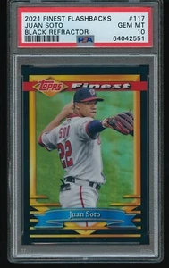 Juan Soto 2021 Topps Finest Flashbacks Black Refractor #117 23/25 PSA 10 GEM MT - Picture 1 of 2