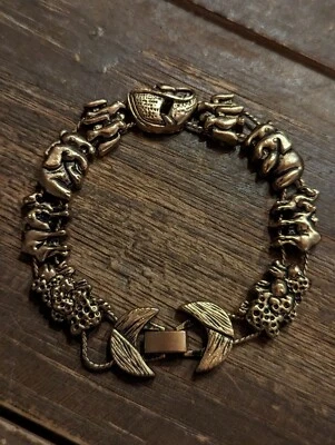 Vintage Noah's Ark Sliding Charm Braclet 2X Sheep Camels Elephants Dove Ark 7.5" - Image 1 of 4