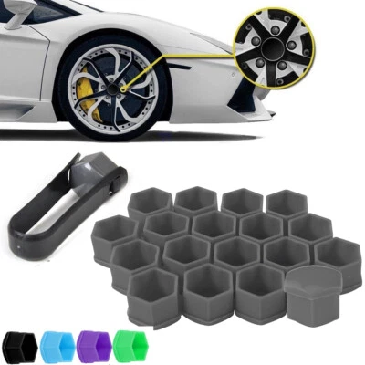 WHEEL NUT COVERS FIT AUDI A1 A2 A3 A4 A5 A6 A8 TT 17mm BOLT LOCKING CAPS GREY Foto 1 de 4