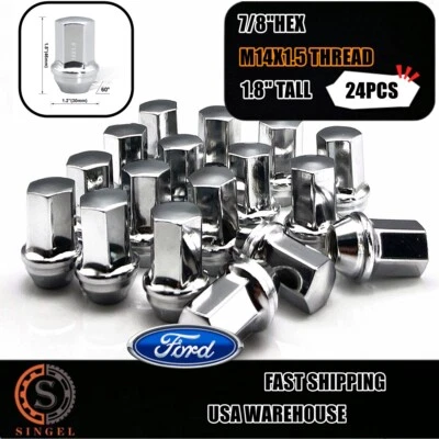 24 tuercas sólidas de repuesto OEM FORD F-150 2015-2020 M14X1,5 CROMADAS Foto 1 de 4