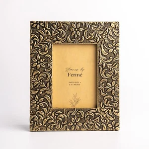 Ferme Metal Photo Frame Brass Golden FPF145 - 5x7 inches - Picture 1 of 7