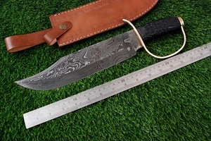 CUSTOM DAMAST BOWIE JAGD SURVIVAL DOLCH BOWIE MESSER SCHUTZ HARZ - Bild 1 von 6