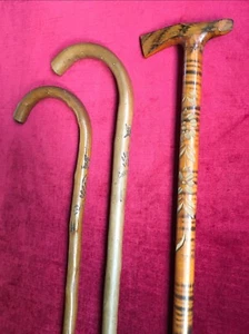 Packung 3 Alt Zuckerstangen Highlander Aus Holz Geprägt Chamonix Bonneville - Bild 1 von 24