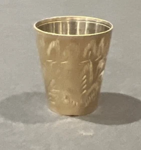 Vintage Etched Decorative pattern Brass Shot Glass Made In India - Picture 1 of 8