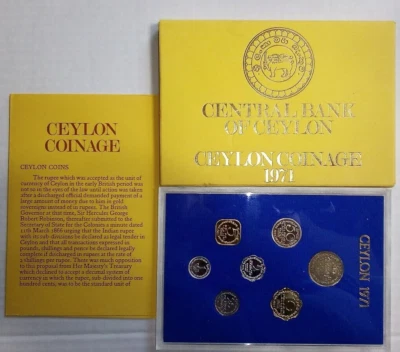 1971 Ceylon 7 Coin Proof Set with OGP Last Year for Ceylon Coins. UK Minted - Image 1 of 4