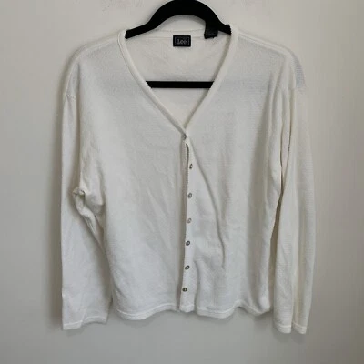 Cárdigan Lee Abotonado Hecho en Israel Blanco Talla XL Formal Suéter Capa Top Foto 1 de 4