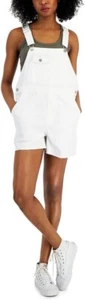 Tinseltown Womens Juniors Raw Hem Denim Shortalls White, XL - Picture 1 of 1