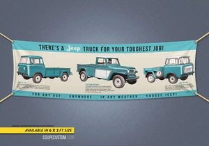 1960s Willys Dealer Garage Banner Hot Rod Truck Panel Jeep Pickup FC-150 170 - Bild 1 von 3