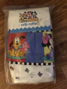 NIP Vintage 90s Disney Crib Ruffle Baby Mickey Minnie Mouse Dundee Bed Skirt - Picture 1 of 4