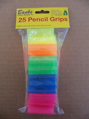 BANKS SCHOOL SUPPLY 25 Pack Triangle Style Multi-Color Pencil Grips - Fits Pencils, Pens, Crayons
