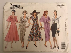 Vestidos con patrón de costura Vogue 1172 años 90 tallas: 8-10-12 - Imagen 1 de 8