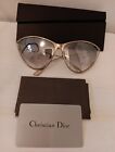 Christian Dior Cat Eye Gold Womans Mirrored Sunglasses W/Case Metal Frame Shiny