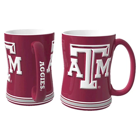 TEXAS A&M AGGIES COFFEE CUP 15 OZ SCULPTED RELIEF MUG NEW Cover