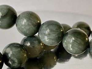 7.4" "Lux Sheen/Extra Grade"~Grey CHRYSOBERYL CAT'S EYE Bracelet O1407 - Picture 1 of 10