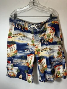 Vintage Y2K Polo Ralph Lauren Swim Trunks Hawaii’s Print Hula Aloha XL - Picture 1 of 8