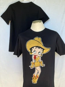Betty Boop Shirt Western Star Cowboy Hat Boots Rodeo Queen Retro Cartoon Cowgirl - Picture 1 of 3