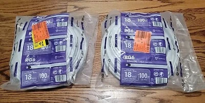 [2] Bobina de cable coaxial Southwire 100 pies 18 AWG RG6 blanco CM/CL2/CATV/MATV Foto 1 de 4