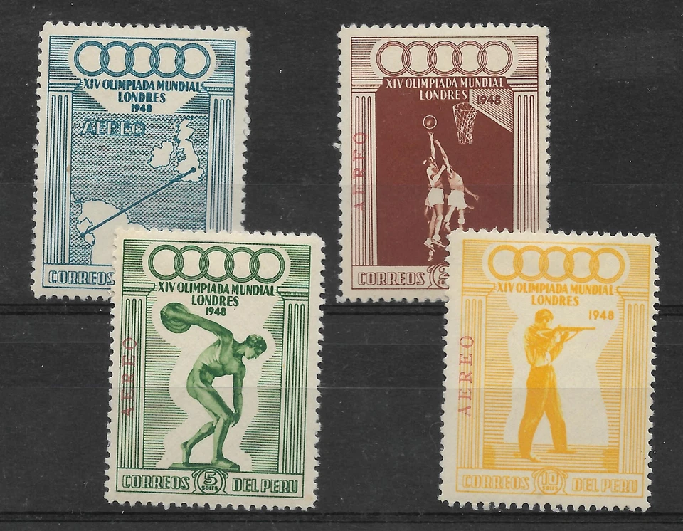 PERU OLYMPIC Yv# A71/4 Complete Set MH VF - Image 1 of 1