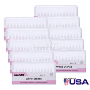 12pcs/pack AZDENT Dental Flame White Stone Polishing Burs FG Aluminum Oxide Burs - Picture 1 of 15