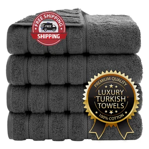 American Soft Linen Luxury 4 Piece Bath Towel Set, 100% Cotton Turkish Bath Towe - Picture 1 of 6