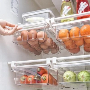 2 Packs Pull Out Refrigerator Egg Drawer Organizer Bins Hanging Storage Trays - Picture 1 of 14