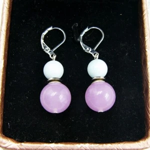 BAILYSBEADS Larimar & Lavendelquarz Ohrringe Ohrhänger Klappbrisuren versilbert - Bild 1 von 2