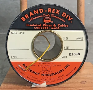 Vintage Brand-Rex American Enka Insulated Stranded Wire Metal Roll 26 AWG T LW Y - Picture 1 of 6