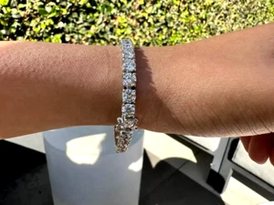 14K White Gold Over 4Ct Round Cut Lab Created Diamond Women's Bracelet - Picture 1 of 1