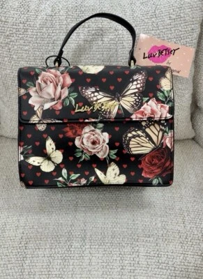 Bolso Bandolera BETSEY JOHNSON Negro Con Rosas y Mariposas De Colección LBFLORA Foto 1 de 4