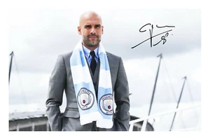 Autógrafo fotográfico firmado por Pep Guardiola A4 Manchester City 20/21 Champions - Imagen 1 de 1