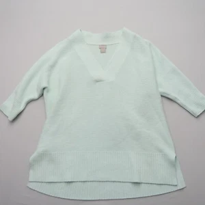 Chico's Womens Sweater Size 1 / US Medium Light Green Knit Half Sleeve V Neck - Picture 1 of 8