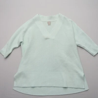Suéter Chico's Mujer Talla 1/EE. UU. Medio Verde Claro Tejido Media Manga Cuello en V Foto 1 de 4