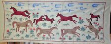 Suzani Table Runner, Uzbek ‘Horses’ Embroidery, Handmade, Silk/Cotton – Red