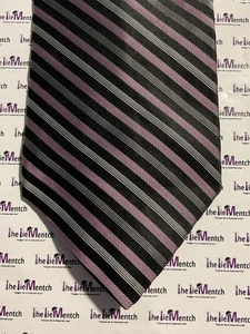 DKNY Silk Black With Pink & White Stripes Neck Tie 3.75”(New Without Tags) - Picture 1 of 3