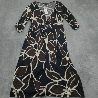 Vestido Banana Republic Feminino Médio Preto Floral Mescla de Seda Novo com etiquetas Preppy - Imagem 1 de 4