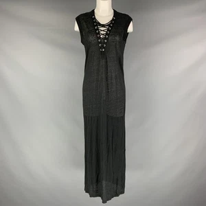 IRO Margarita 17S' TALLA S Negro Lino Sólido Vestido Recto - Imagen 1 de 6