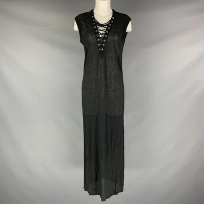 IRO Margarita 17S' TALLA S Negro Lino Sólido Vestido Recto - Imagen 1 de 4