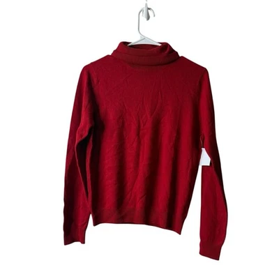 Suéter Vintage Neiman Marcus Rojo 100% Cachemira Cuello Alto Mediano Nuevo con Etiquetas Foto 1 de 4