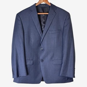 Calvin Klein Blazer Mens 42S Wool Navy Gray Plaid Sport Suit Jacket Two Button - Picture 1 of 12
