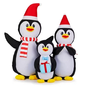 6 Fuß x 5,4 Fuß Pre-Lit Pinguin Familie Weihnachten aufblasbar - Bild 1 von 12