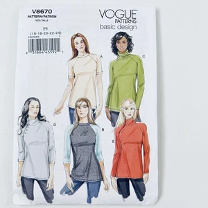 Vogue Sewing Pattern Basic Designs V8670 Misses Fall Pullover Tunic Top UNCUT - Picture 1 of 5