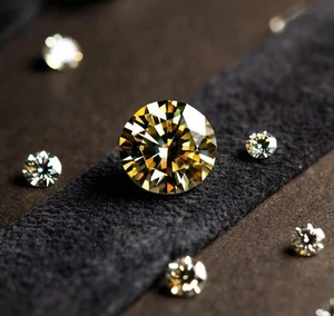 Natural Yellow Color Lab grown loose Diamond 2.05Ct Round Making VVS1 h111 - Picture 1 of 19