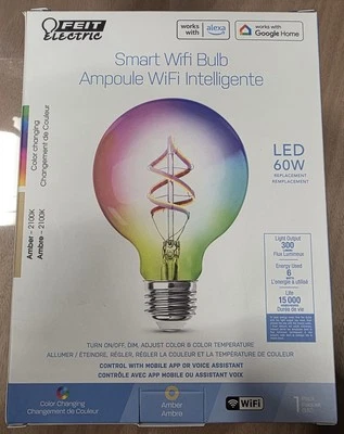 Feit Electric 60 Watt Equivalent Smart Filament Globe Bulb - Image 1 of 3