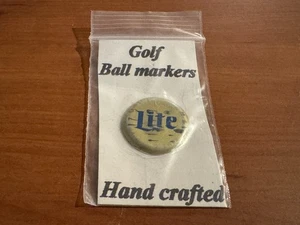 Miller Lite Golf Ball Marker, Hand Crafted from a Bottle Cap, Gold - Picture 1 of 1