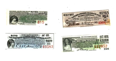 4 FOR 1 MONEY "ASSORTED" (BONDS) MONEY"(RAILROAD) ASSORTED   4 FOR 1  NICE GROUP - Image 1 of 2