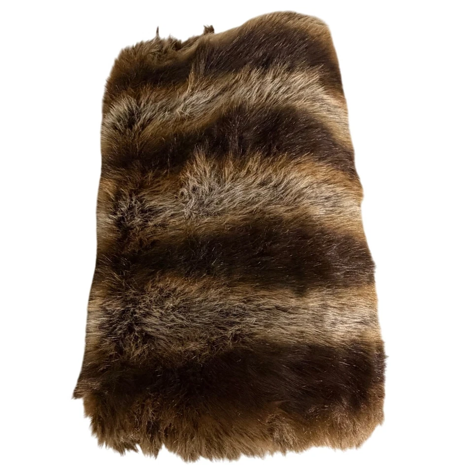 Vintage Brown Faux Fur Fleece Backing Fabric, Valance, Throw/Blanket 189"x21" - Image 1 of 4