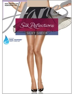 Hanes Non Control Top Reinforced Toe Pantyhose 716 Silk Reflections Wicking Cool - Picture 1 of 12