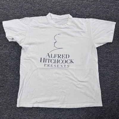 Camiseta De Colección Años 80 Alfred Hitchcock Película - Talla S Blanca Puntada Única Foto 1 de 4